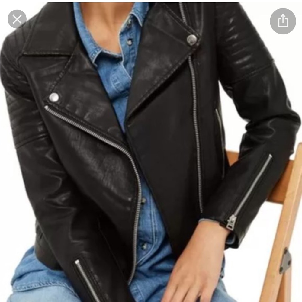 Topshop Black Leather Moto Jacket